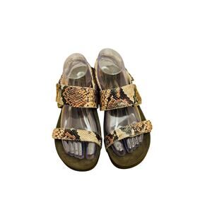 Vionic Bolinas platform snake print leather sandals shoes sz 7